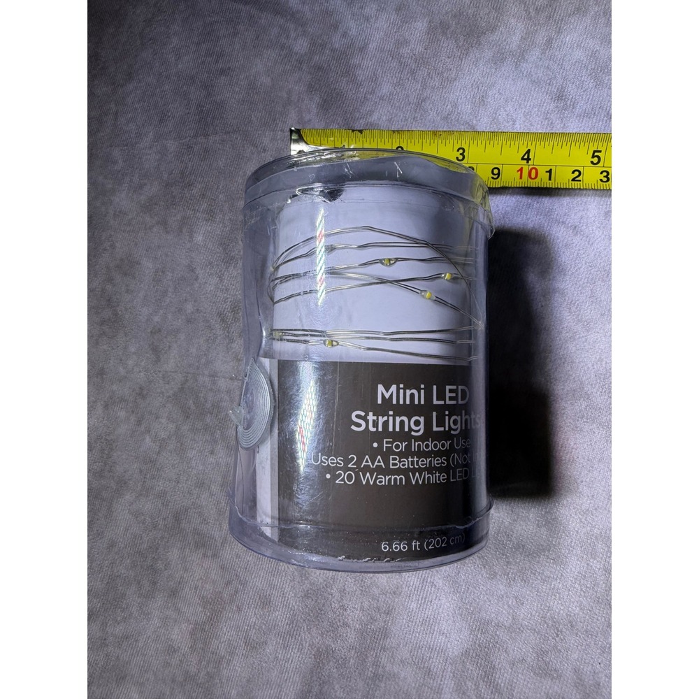 20 Warm White Mini LED String Lights 6.66ft Battery Operated Indoor Decor